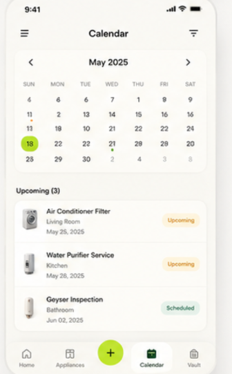 Homi maintenance calendar