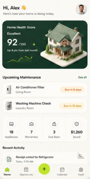 Homi app home dashboard